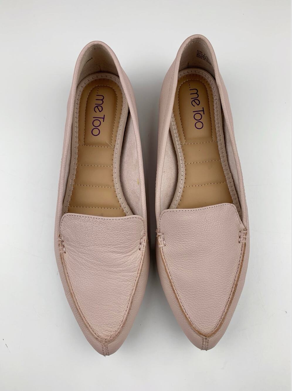 Me Too Cori Ballet Flats Pink Leather Slip On Shoes Pointed Toe Women's 7.5